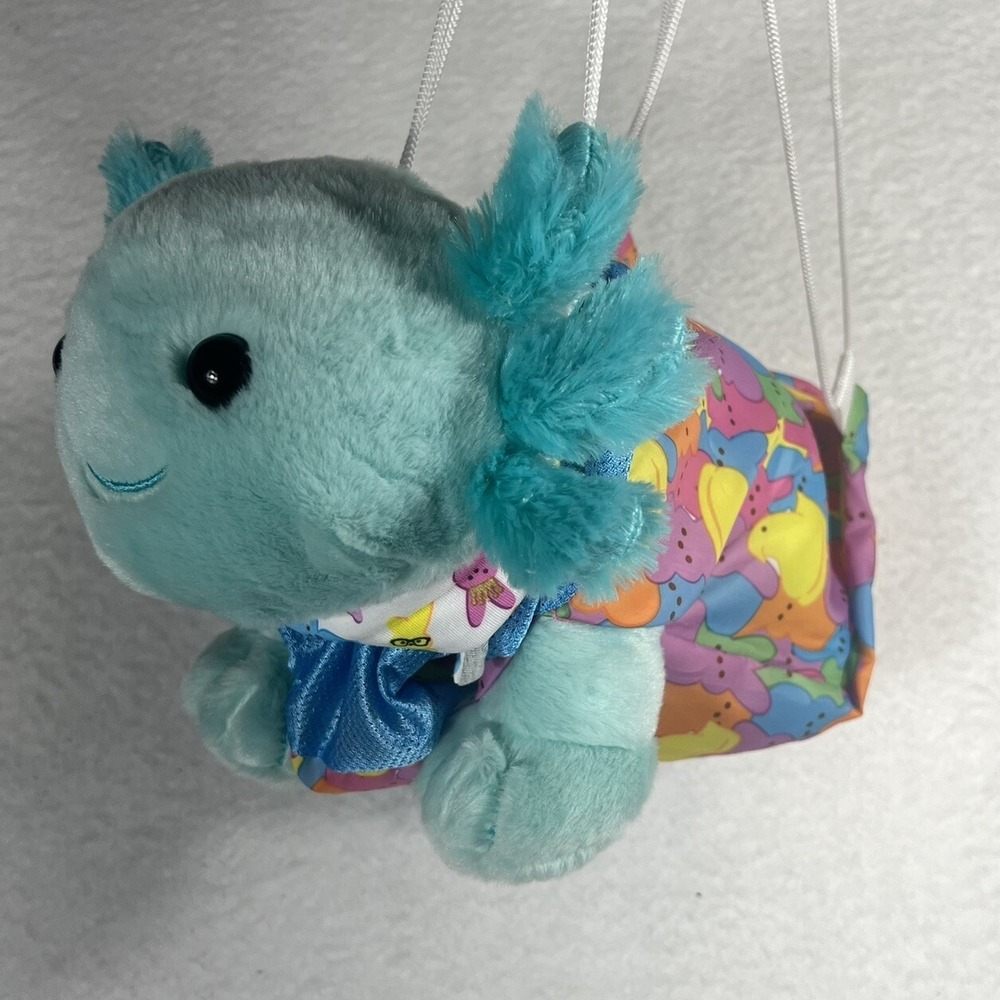 Teal Axolotl Build A Bear Plush W/ Peeps Drawstring Bag And Bandana